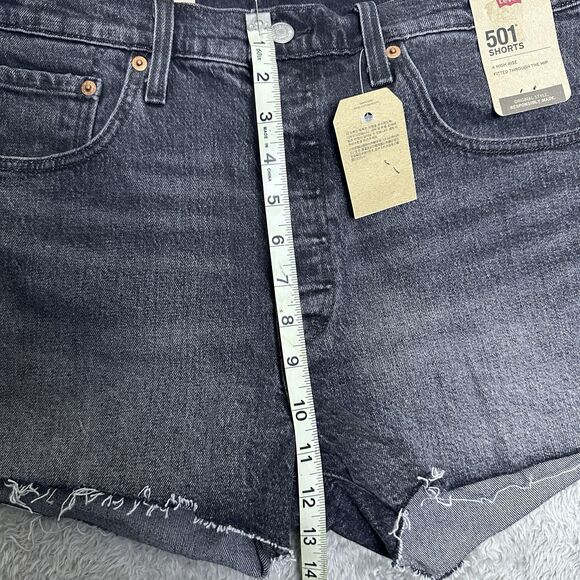 Levi's‎ Womens 501 Denim Shorts Black Raw Hem High Rise Size 31 Button Fly New - Picture 6 of 11